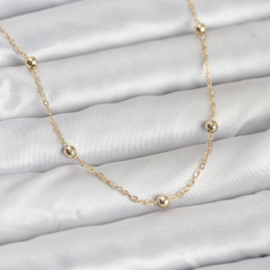 CM 14K Gold Renk Pirinç Top Zincirli 60 cm Kadın Kolye 5886