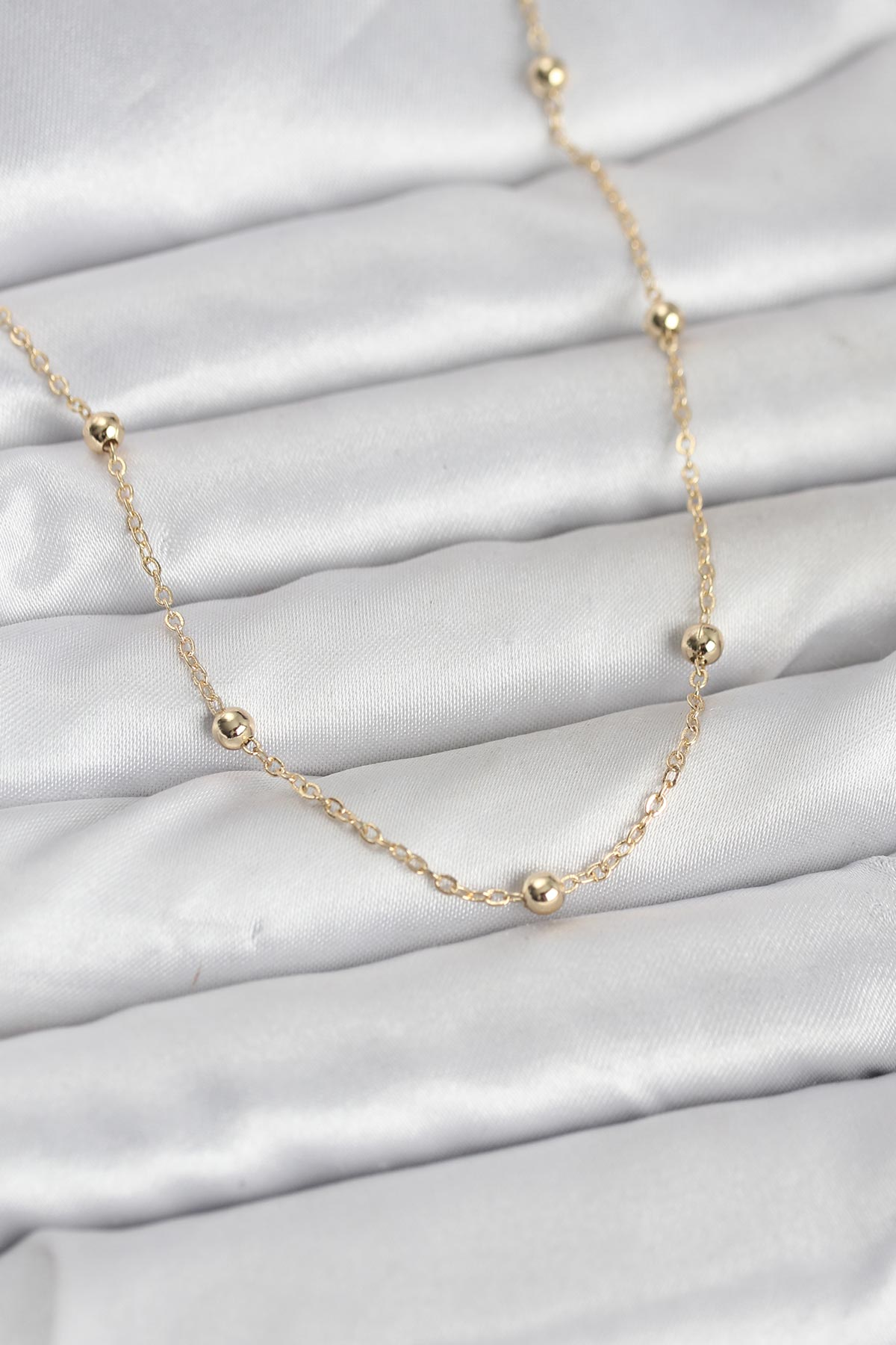 CM 14K Gold Renk Pirinç Top Zincirli 60 cm Kadın Kolye 5886 1 CM 14K Gold Renk Pirinç Top Zincirli 60 cm Kadın Kolye 5886
