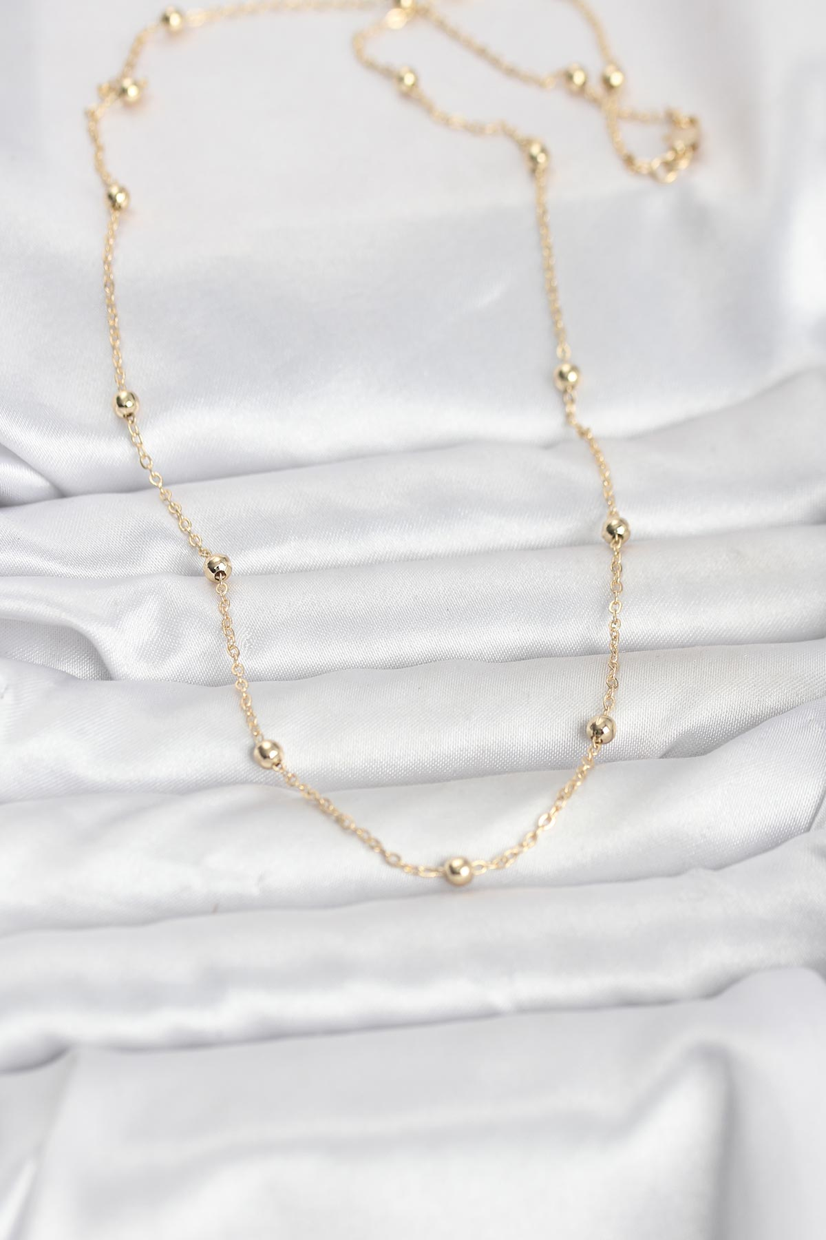 CM 14K Gold Renk Pirinç Top Zincirli 60 cm Kadın Kolye 5886 2 CM 14K Gold Renk Pirinç Top Zincirli 60 cm Kadın Kolye 5886 - Görsel 2