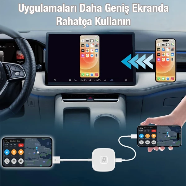 Apple iPhone USB+Lightning Carplay Mirror Adaptör Çevirici -Youtube Netflix Tiktok Video Yansıtıcı 2 Apple iPhone USB+Lightning Carplay Mirror Adaptör Çevirici -Youtube Netflix Tiktok Video Yansıtıcı - Görsel 2