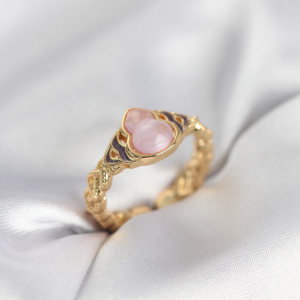 Gold Renk Pembe Damla Model Kadın Yüzük 5886