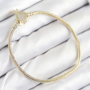 Haydiburaya 101 Pirinç Charm Zirkon Taşlı Taç Model Gold Renk Kadın Bileklik 5886