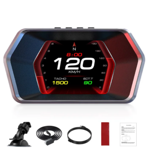 Ally P17 HUD OBD2 & GPS Çift Sistemli Araç Bilgisayarı | Dijital Kilometre, Su ve Yağ Sıcaklığı Ölçer, Hız & Alarm Göstergeli Oto Elektroniği-(5775)
