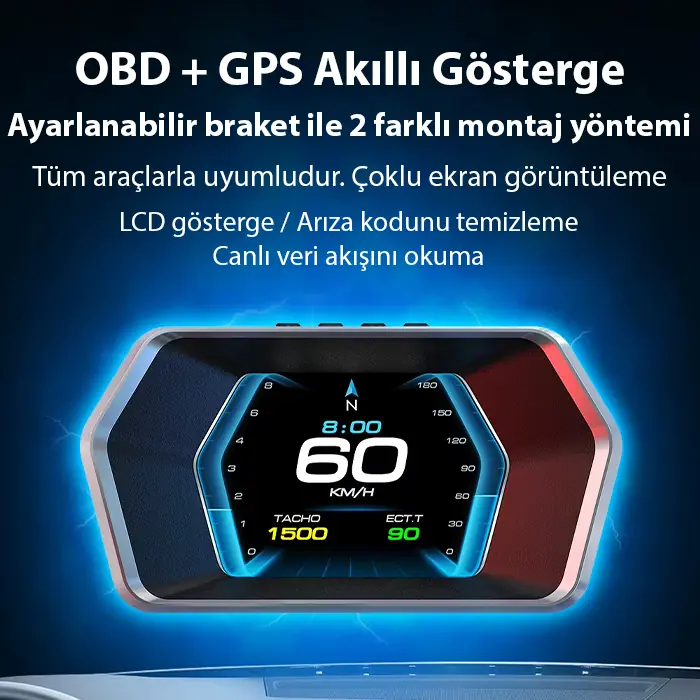 Ally P17 HUD OBD2 & GPS Çift Sistemli Araç Bilgisayarı | Dijital Kilometre, Su ve Yağ Sıcaklığı Ölçer, Hız & Alarm Göstergeli Oto Elektroniği-(5775) 4 Ally P17 HUD OBD2 & GPS Çift Sistemli Araç Bilgisayarı | Dijital Kilometre, Su ve Yağ Sıcaklığı Ölçer, Hız & Alarm Göstergeli Oto Elektroniği-(5775) - Görsel 4