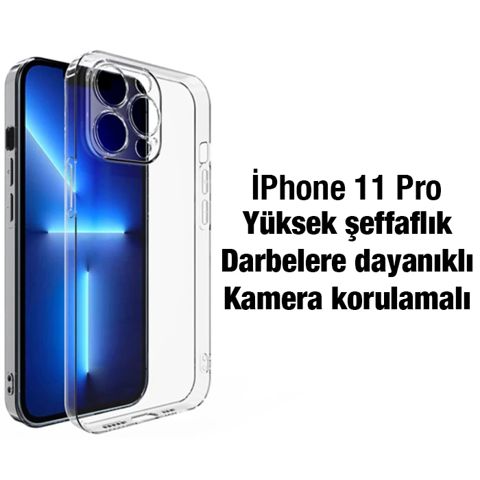Ally iPhone 11 Pro 5.8inç Kılıf Kamera Korumalı Ultra İnce Şeffaf Silikon Kılıf 2 Ally iPhone 11 Pro 5.8inç Kılıf Kamera Korumalı Ultra İnce Şeffaf Silikon Kılıf - Görsel 2