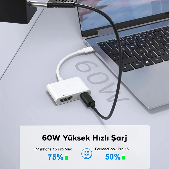 ALLY İPhone 15 Type-c to Type-c + HDMI Çevirici Kablo Dijital AV Adaptörü-(5775) 2 ALLY İPhone 15 Type-c to Type-c + HDMI Çevirici Kablo Dijital AV Adaptörü-(5775) - Görsel 2