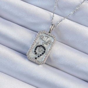 316L Çelik Zincir Gümüş Renk Zirkon Taşlı Minimal Papatya Figürlü Tarot Kolye 5886