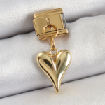 316L Çelik Sallantılı Kalp Model Gold Renk Nomination Charm 5886