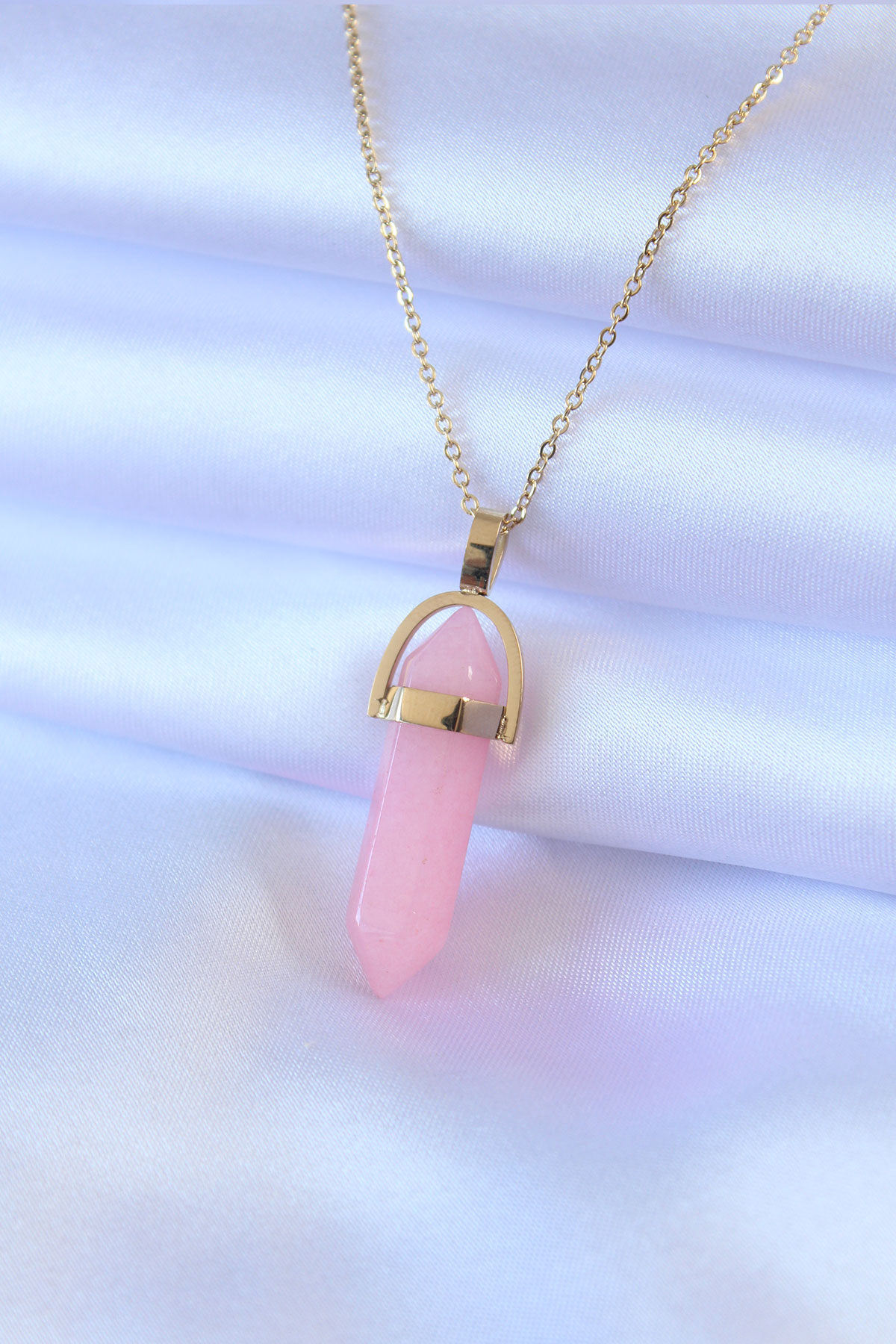 316L Çelik Gold Renk Kristal Pembe Taş Model Kadın kolye 5886 1 316L Çelik Gold Renk Kristal Pembe Taş Model Kadın kolye 5886