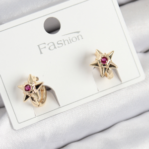 Pirinç Zirkon Taşlı Yıldız Model Gold Renk Çocuk Küpe 5886