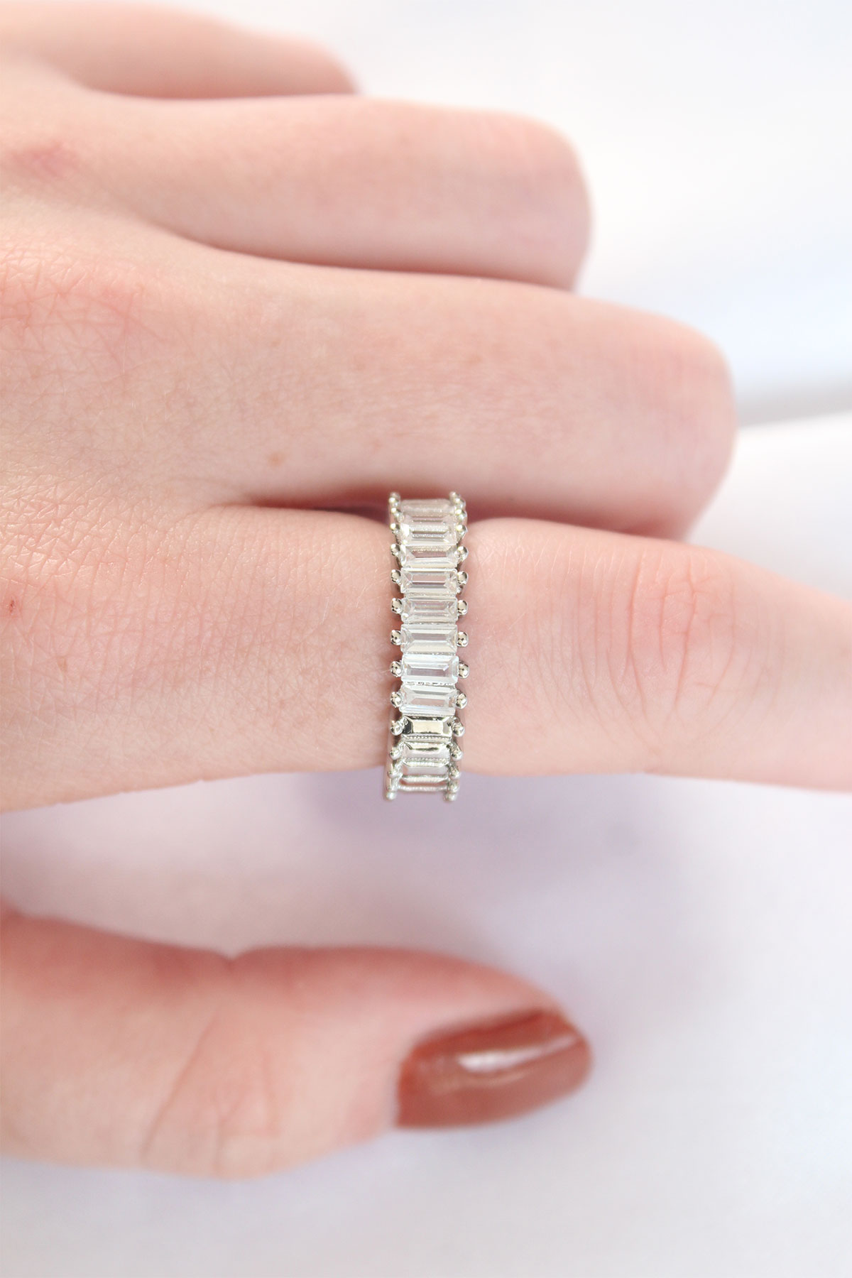 Sıralı Baget Taşlı Silver Renk Ayarlanabilir Yüzük 5886 2 Sıralı Baget Taşlı Silver Renk Ayarlanabilir Yüzük 5886 - Görsel 2