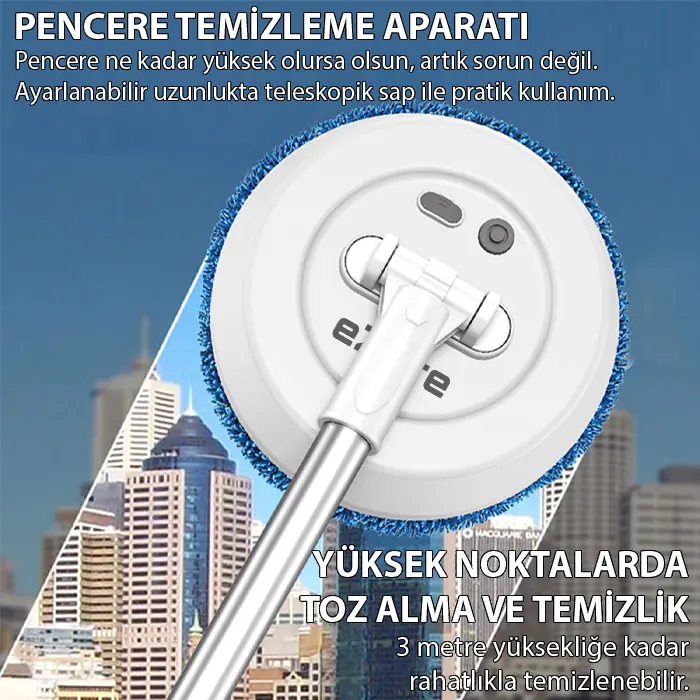 EZERE AA102 Pro Teleskopik Kablosuz Döner Temizlik Fırçası – Cam, Tavan, Zemin Uyumlu-(5775) 2 EZERE AA102 Pro Teleskopik Kablosuz Döner Temizlik Fırçası – Cam, Tavan, Zemin Uyumlu-(5775) - Görsel 2