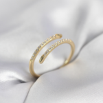 Gold Renk Yılan Kuyruk Model Zirkon Taşlı Kadın Yüzük 5886