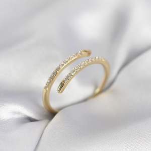 Gold Renk Yılan Kuyruk Model Zirkon Taşlı Kadın Yüzük 5886