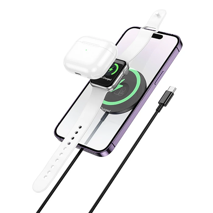 HOCO CW50 15W AirPods + Apple Watch+iPhone 3in1 Kablosuz Manyetik Hızlı Şarj Aleti-(5775) 2 HOCO CW50 15W AirPods + Apple Watch+iPhone 3in1 Kablosuz Manyetik Hızlı Şarj Aleti-(5775) - Görsel 2
