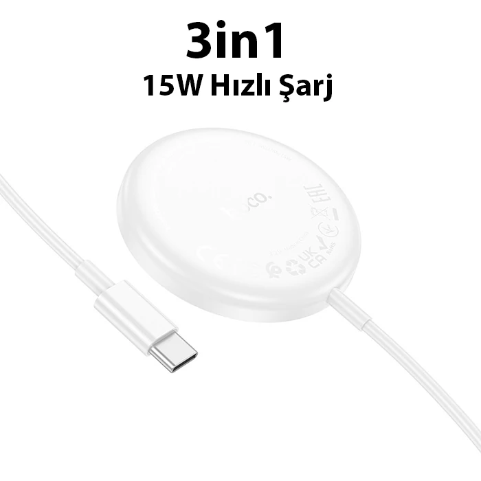 HOCO CW50 15W AirPods + Apple Watch+iPhone 3in1 Kablosuz Manyetik Hızlı Şarj Aleti-(5775) 4 HOCO CW50 15W AirPods + Apple Watch+iPhone 3in1 Kablosuz Manyetik Hızlı Şarj Aleti-(5775) - Görsel 4