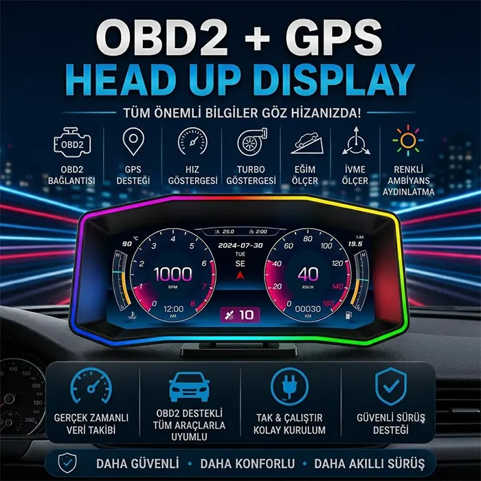 Ally P4 OBD2 + GPS Head Up Display HUD, Dijital Hız Göstergesi-(5775) 1 Ally P4 OBD2 + GPS Head Up Display HUD, Dijital Hız Göstergesi-(5775)