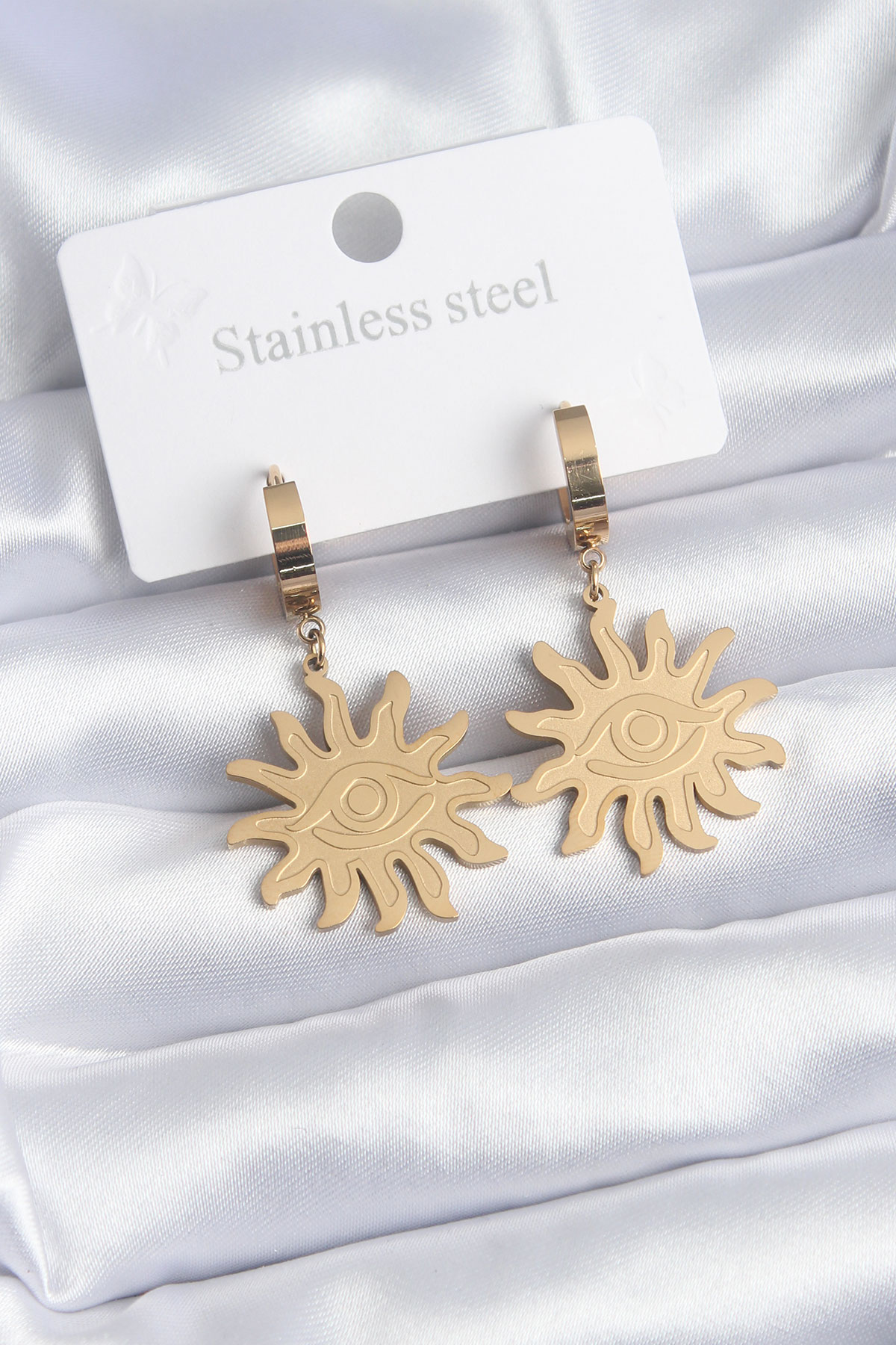 316L Çelik Gold Renk Güneş Model Göz İşleme Kadın Küpe 5886 1 316L Çelik Gold Renk Güneş Model Göz İşleme Kadın Küpe 5886