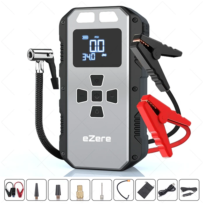 EZERE 4 in1 8000mAh Lastik Sisirme Pompası Ve Starter Akü Takviye Seti-(5775) 1 EZERE 4 in1 8000mAh Lastik Sisirme Pompası Ve Starter Akü Takviye Seti-(5775)