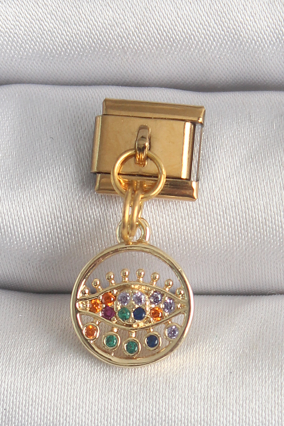 316L Çelik Gold Renk Sallantı Renkli Zirkon Taşlı Göz Model Nomination Charm 5886 1 316L Çelik Gold Renk Sallantı Renkli Zirkon Taşlı Göz Model Nomination Charm 5886