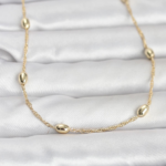 CM 14K Gold Renk Topçuklu Burgu Zincir Model 60 cm Kadın Kolye 5886