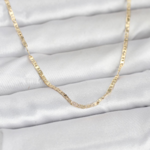 CM 14K Gold Renk Yassı Zincir Model 60 cm Kadın Kolye 5886