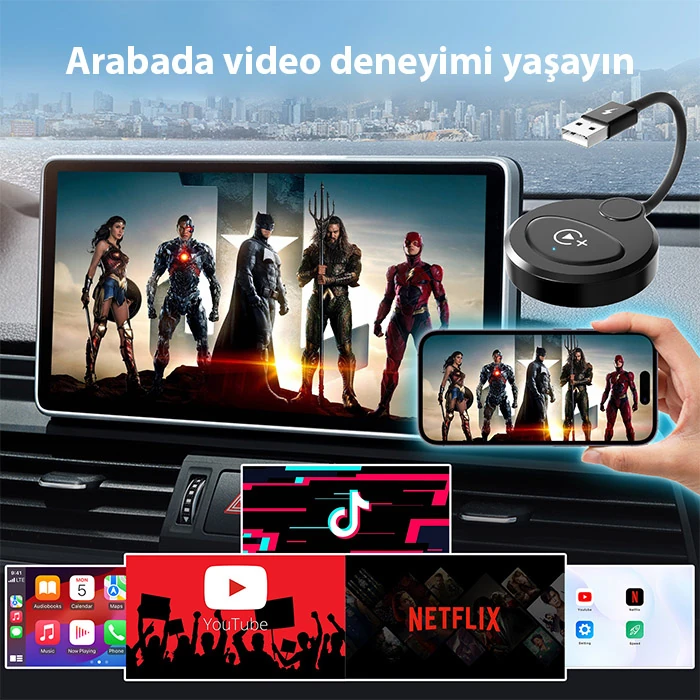 USB+Type-C Apple Kablosuz Wireless Carplay Adaptör Çevirici -Youtube Netflix Tiktok Video Yansıtıcı-(5775) 3 USB+Type-C Apple Kablosuz Wireless Carplay Adaptör Çevirici -Youtube Netflix Tiktok Video Yansıtıcı-(5775) - Görsel 3