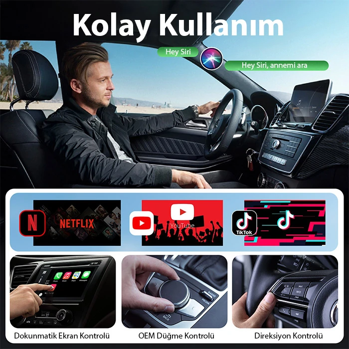 USB+Type-C Apple Kablosuz Wireless Carplay Adaptör Çevirici -Youtube Netflix Tiktok Video Yansıtıcı-(5775) 4 USB+Type-C Apple Kablosuz Wireless Carplay Adaptör Çevirici -Youtube Netflix Tiktok Video Yansıtıcı-(5775) - Görsel 4