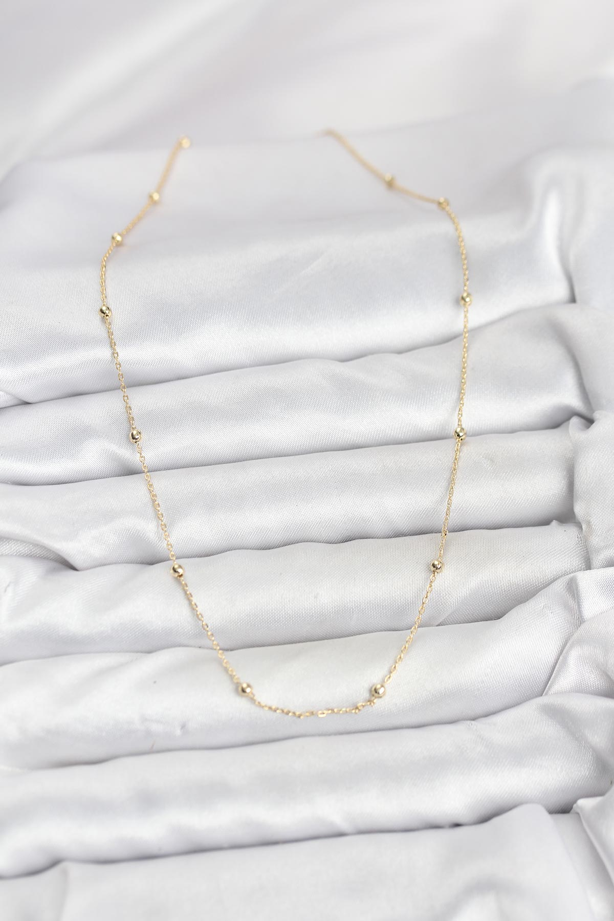 CM 14K Gold Renk Minik Top Zincirli Kadın Kolye 5886 2 CM 14K Gold Renk Minik Top Zincirli Kadın Kolye 5886 - Görsel 2