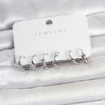 Pirinç Gümüş Renk Botega Model Kadın Küpe Seti 5886