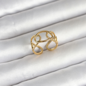 316L Çelik Gold Renk Zincir Model Kadın Yüzük 5886