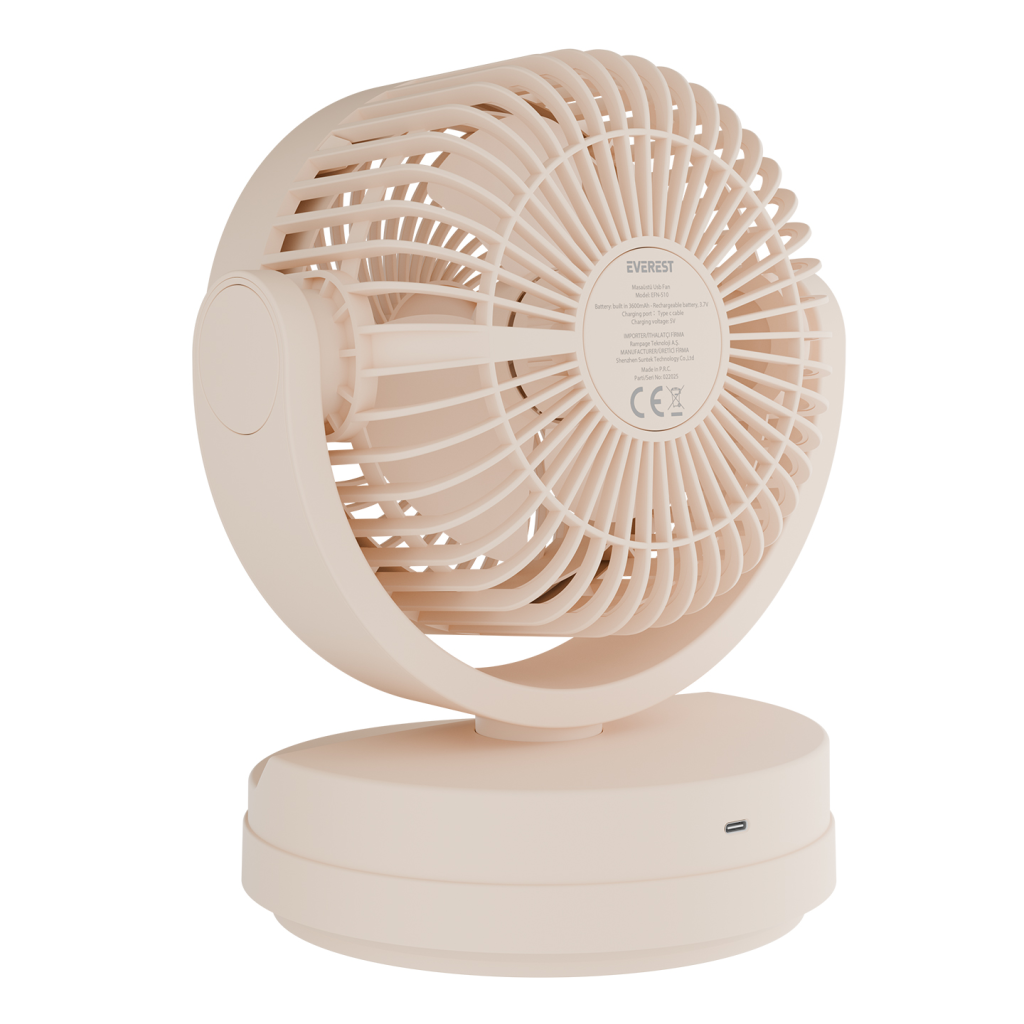 EVEREST EFN-509, KREM, 3 Kademeli Hız, 17,5cm 3 Kanat Pervane ve Çerçeve, Masaüstü, USB Vantilatör(1923) 2 EVEREST EFN-509, KREM, 3 Kademeli Hız, 17,5cm 3 Kanat Pervane ve Çerçeve, Masaüstü, USB Vantilatör(1923) - Görsel 2