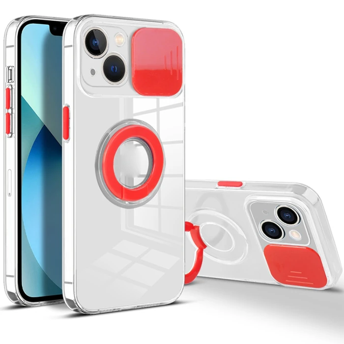 Ally iPhone 13 Mini 5.4inç Kılıf Sürgülü Kamera Lens Korumalı Yüzük Standlı Silikon Kılıf 2 Ally iPhone 13 Mini 5.4inç Kılıf Sürgülü Kamera Lens Korumalı Yüzük Standlı Silikon Kılıf - Görsel 2