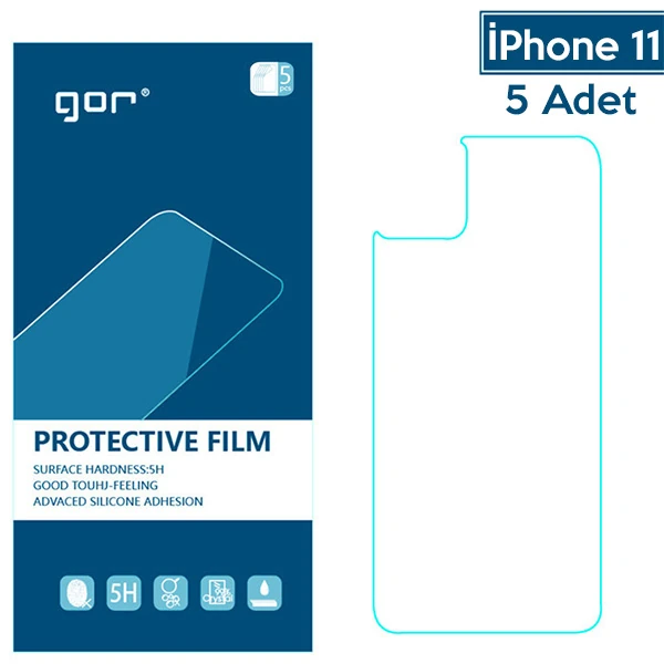 GOR İPhone 11 6.1 Çizilmez Arka Koruyucu Jelatin 5 Adet Set 1 GOR İPhone 11 6.1 Çizilmez Arka Koruyucu Jelatin 5 Adet Set