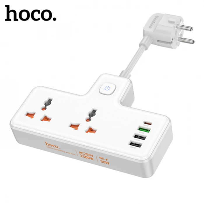HOCO AC12A 2500W 2 Priz + 3 USB + 30W Type-C Multifonksiyonel Priz Çoğaltıcı Şarj Aleti-(5775) 1 HOCO AC12A 2500W 2 Priz + 3 USB + 30W Type-C Multifonksiyonel Priz Çoğaltıcı Şarj Aleti-(5775)