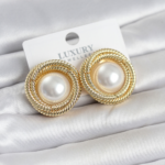Pirinç Gold Renk Sarmal Model İncili Kadın Küpe 5886