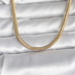 CM 14K Gold Renk Yassı Yılan Zincir Model 45 cm Kadın Kolye 5886