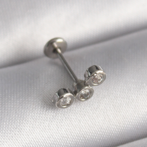316L Çelik Gümüş Renk Zirkon Taşlı Tragus Piercing 5886