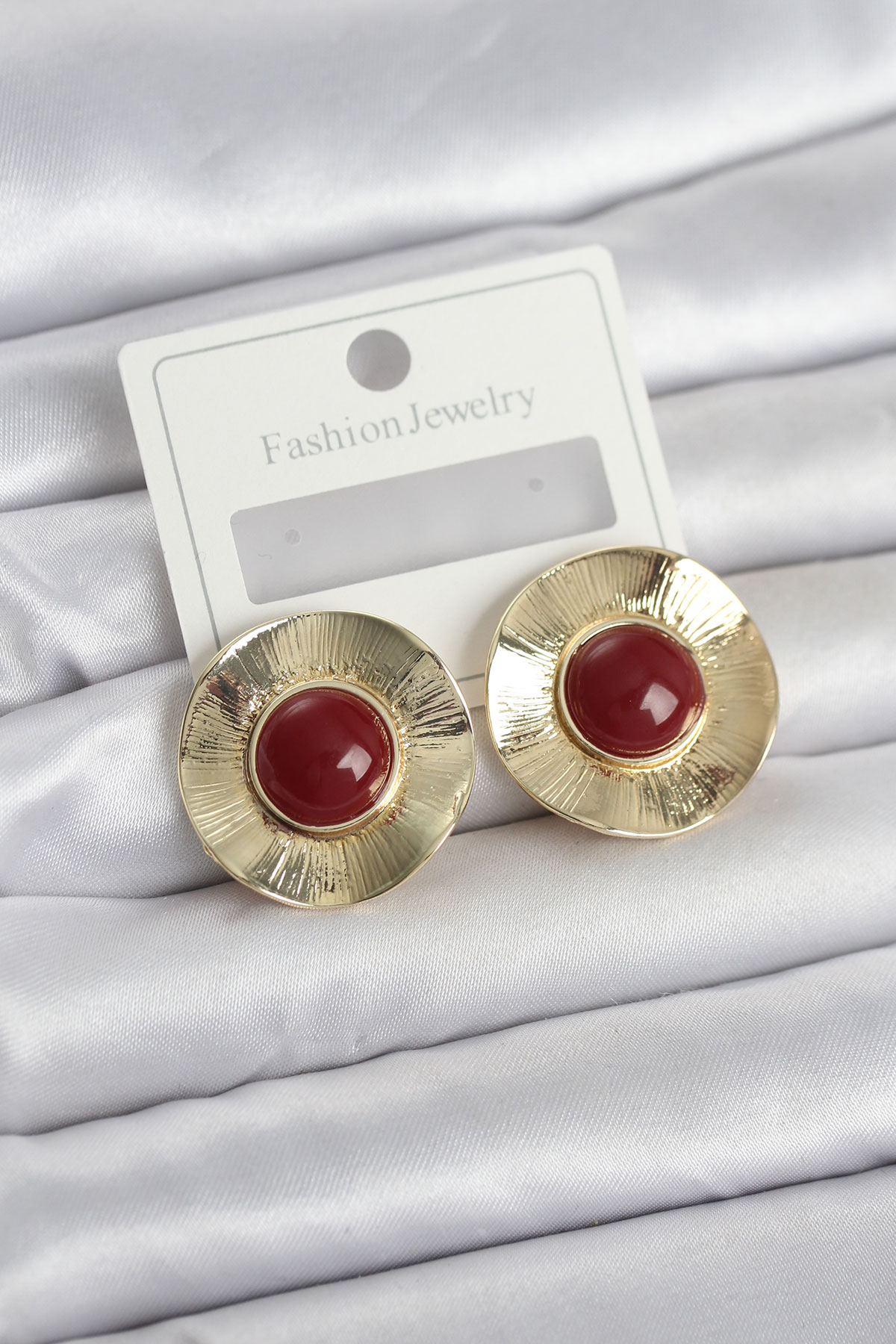 Vintage Model Bordo Gold Renk Pirinç Kadın Küpe 5886 2 Vintage Model Bordo Gold Renk Pirinç Kadın Küpe 5886 - Görsel 2