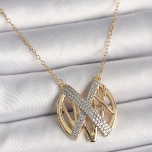 316L Çelik Gold Renk Zirkon Taşlı Vintage Model Kadın Kolye 5886