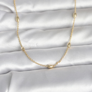 CM 14K Gold Renk Damla Topçuk Model Zincirli 60 cm Kadın Kolye 5886