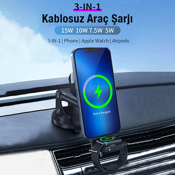 Ally Wireless Şarjlı 3in1 Torpido Üstü Ve Havalandırma Telefon, Kulaklık, Saat Tutucu-(5775) 2 Ally Wireless Şarjlı 3in1 Torpido Üstü Ve Havalandırma Telefon, Kulaklık, Saat Tutucu-(5775) - Görsel 2
