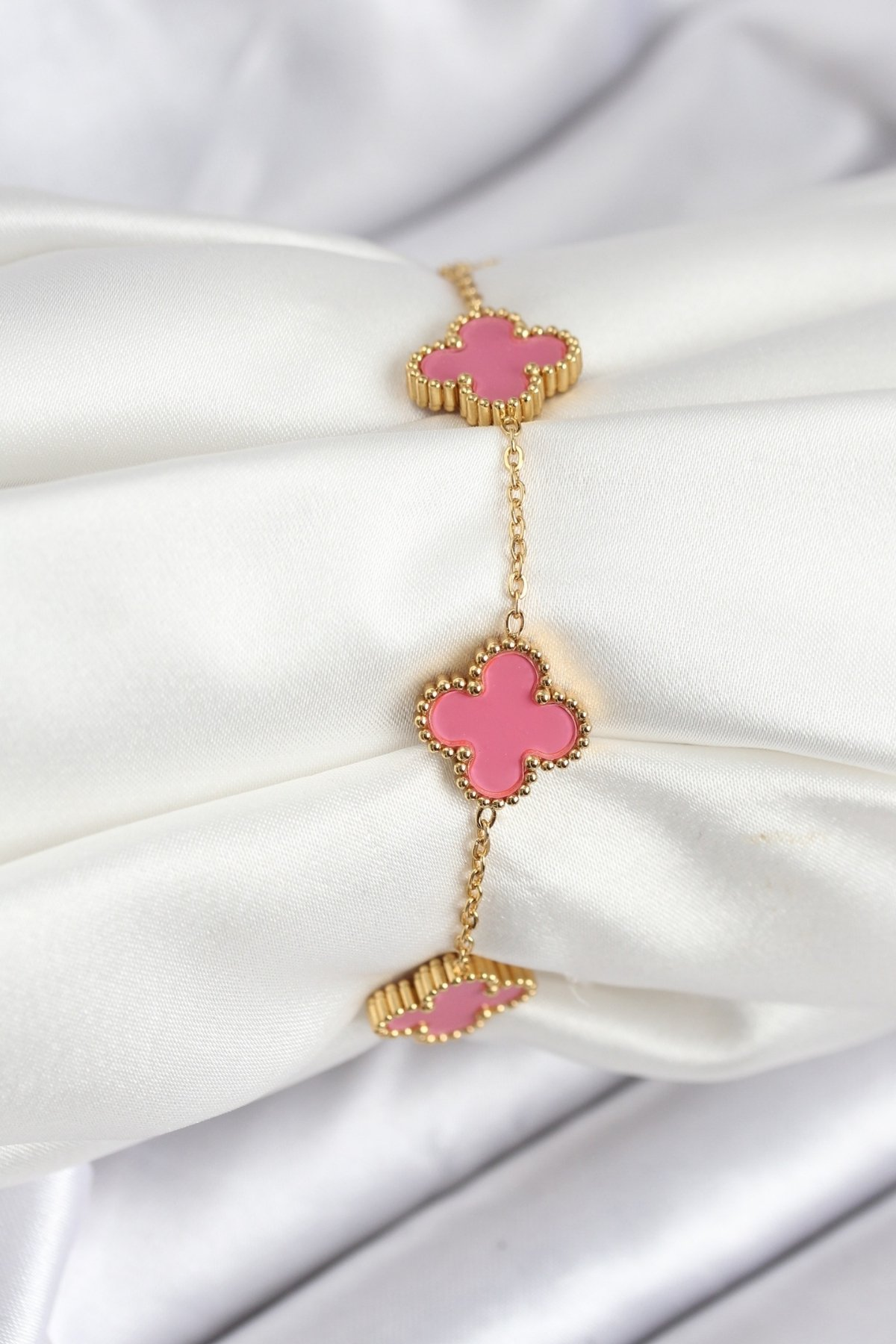 316L Çelik Gold Zincir Pembe Yonca Renk Bileklik 5886 1 316L Çelik Gold Zincir Pembe Yonca Renk Bileklik 5886