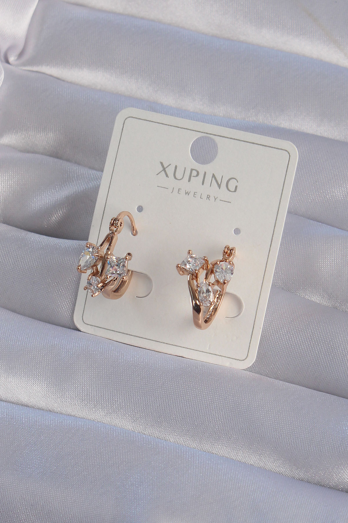 XUPİNG Rose Renk Zirkon Taşlı Halka Küpe 5886 1 XUPİNG Rose Renk Zirkon Taşlı Halka Küpe 5886