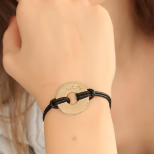 HAPPY (Mutlu) Siyah Deri İpli Unisex Mood Bileklik 5886
