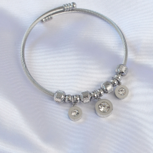 316L Çelik Gümüş Renk Zirkon Taşlı Model Charm Bileklik 5886