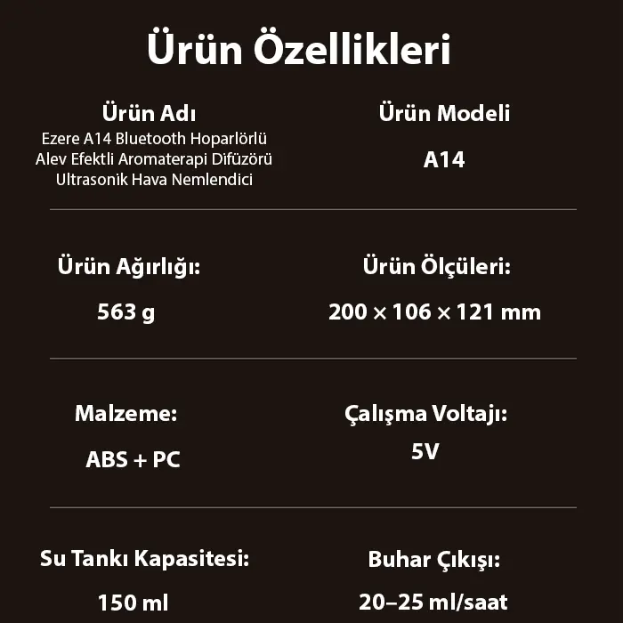 Ezere A14 Bluetooth Hoparlörlü Alev Efektli 8 Sesli Renkli Alev Görünümlü Aromaterapi Difüzörü Ultrasonik Hava Nemlendici-(5775) 4 Ezere A14 Bluetooth Hoparlörlü Alev Efektli 8 Sesli Renkli Alev Görünümlü Aromaterapi Difüzörü Ultrasonik Hava Nemlendici-(5775) - Görsel 4