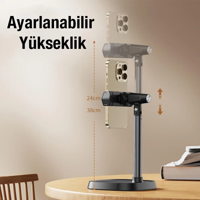 ALLY T8 360° Dönebilen Yükseklik Ayarlı Masa Üstü Telefon Tutucu-(5775) 3 ALLY T8 360° Dönebilen Yükseklik Ayarlı Masa Üstü Telefon Tutucu-(5775) - Görsel 3