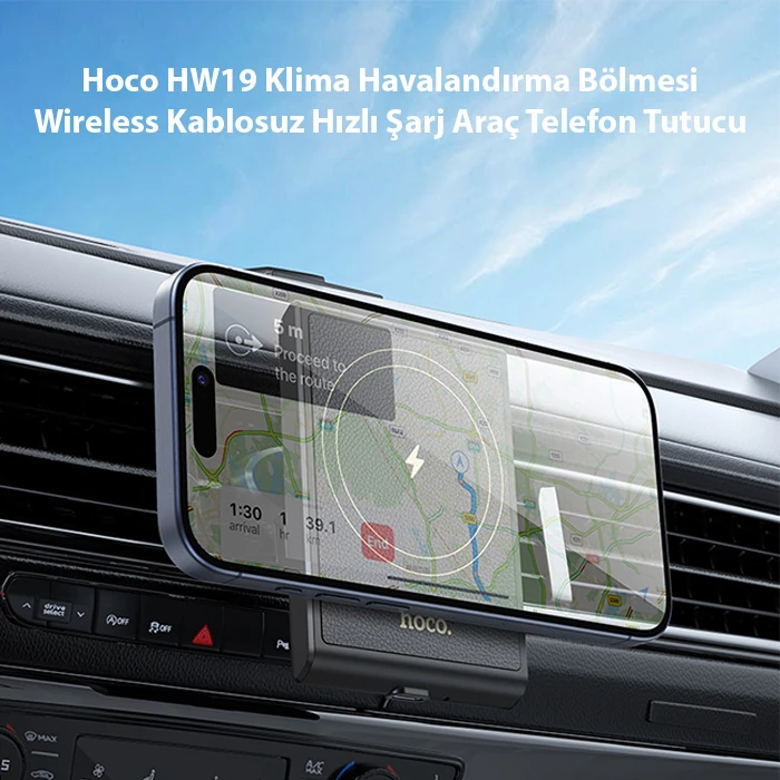 Hoco HW19 Klima Havalandırma Bölmesi Wireless Kablosuz Hızlı Şarj Araç Telefon Tutucu 2 Hoco HW19 Klima Havalandırma Bölmesi Wireless Kablosuz Hızlı Şarj Araç Telefon Tutucu - Görsel 2