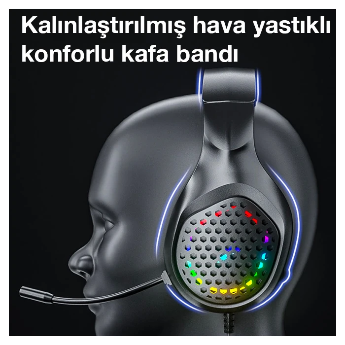 XMOWi R1 Gaming Mikrofonlu RGB Oyuncu Kulaklığı PC- Dizüstü Ve Ps4 3 XMOWi R1 Gaming Mikrofonlu RGB Oyuncu Kulaklığı PC- Dizüstü Ve Ps4 - Görsel 3